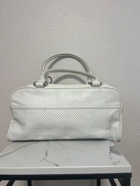 Banana Republic White Perforated Leather Satchel